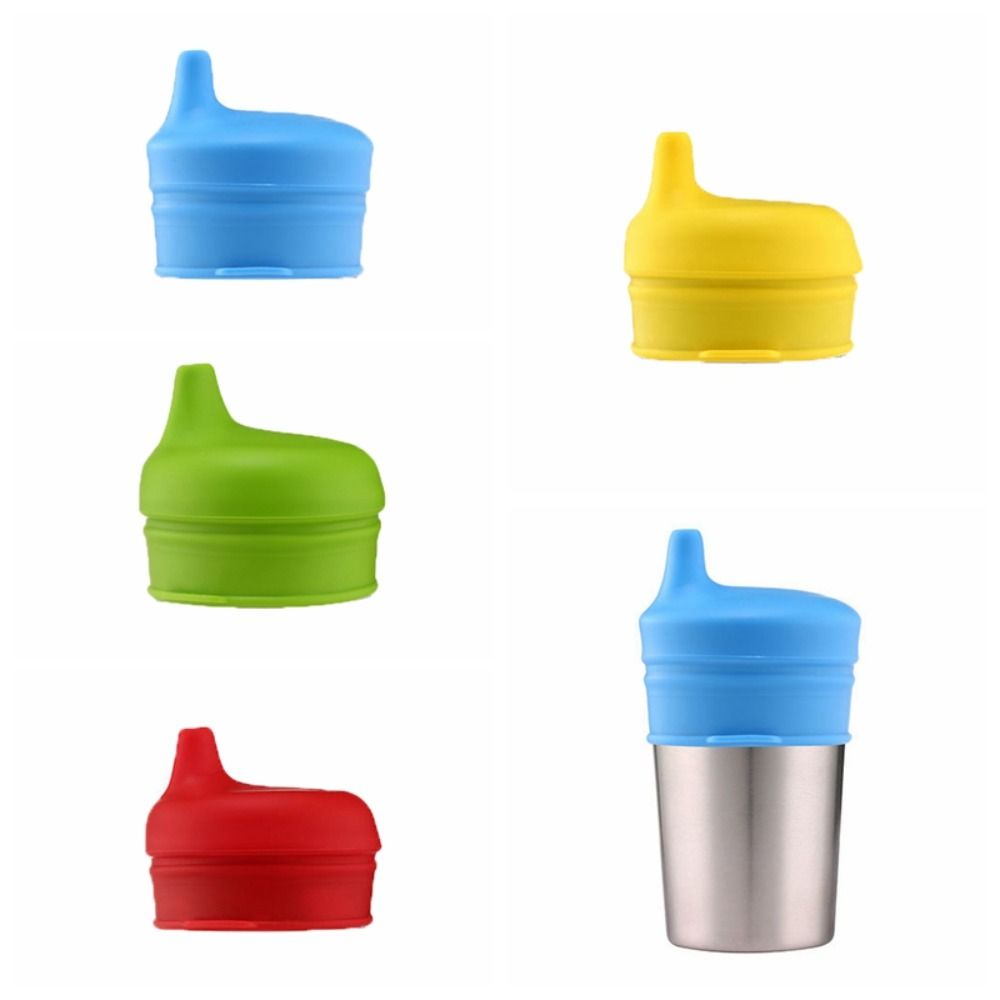 Baby Food Bottle - ฝาปิดซิลิโคนสำหรับเด็กฝาถ้วยหัดดื่มสีสันสดใสยืดได้กันรั่วซึมพร้อมกระเป๋าน้ำร้อนรูฟางยื่นออกมา