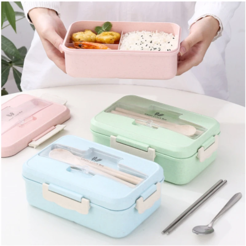 Baby Food Container - กล่องอาหากลางวันเข้าไมโครเวฟได้อาหารจากฟางข้าวสาลีกล่องเก็บสินค้าอาหารของเด็กใส่ไปเรียนสำนักงานพกพากล่องเบนโตะกระเป๋าใส่ข้าวกลางวัน