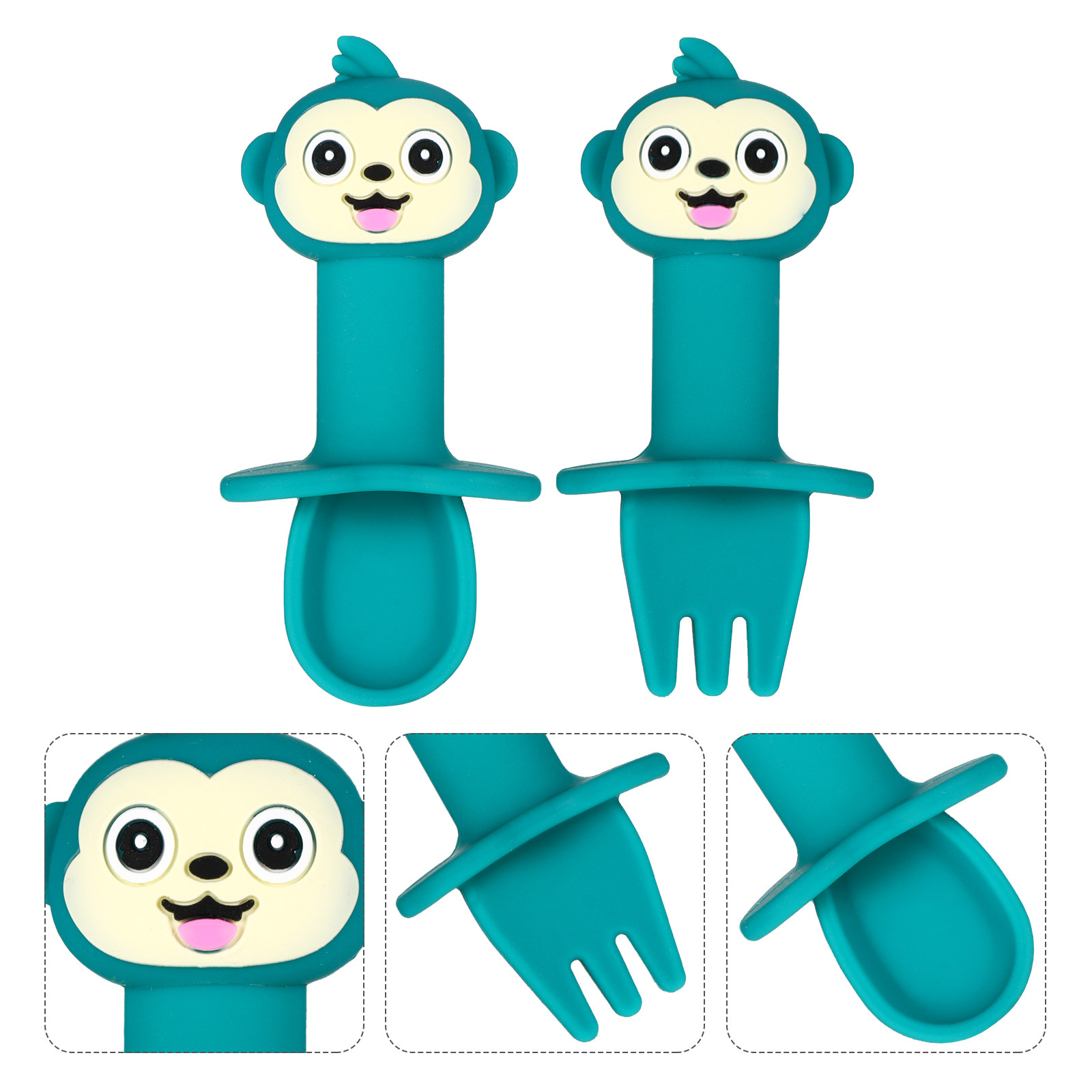 Baby Food Utensils Set - ชุดช้อนและส้อมซิลิโคนสำหรับเด็ก 2 ชิ้น ปลอดภัย ปราศจากสาร BPA