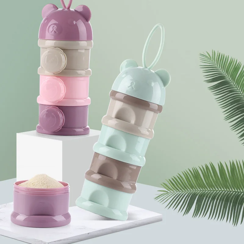 Baby Food Lactogen - กล่องเก็บอาหารเด็กแบบพกพา 3/4 ชั้น ลายการ์ตูนหมี สำหรับเก็บซีเรียล นมผง