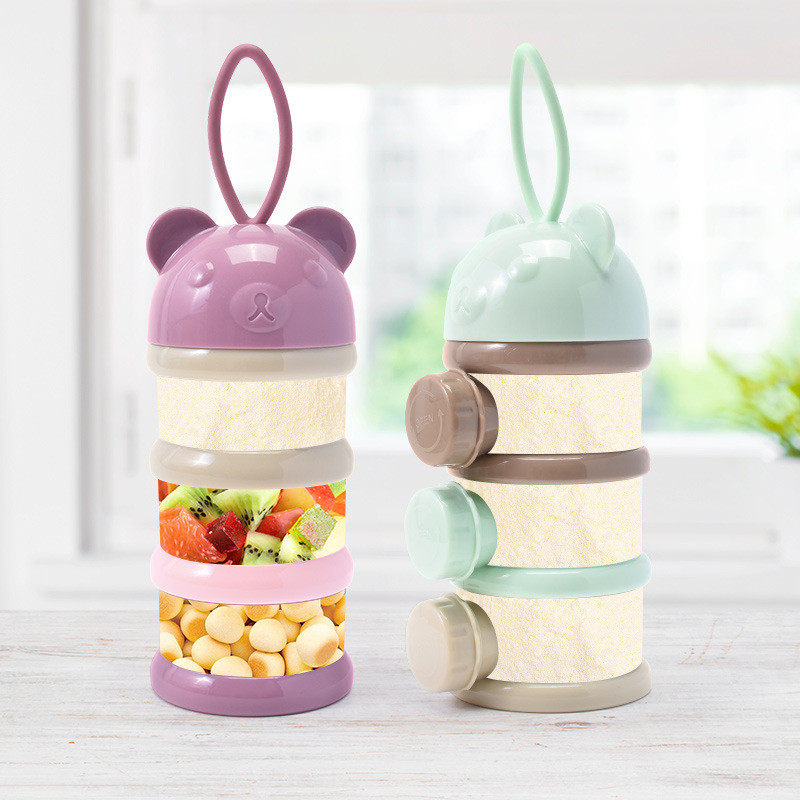 Baby Food Lactogen - กล่องใส่นมผงสำหรับเด็ก 3/4 ชั้น แบบพกพา เปิดด้านข้างได้ กล่องเก็บขนมสำหรับเด็กทารก