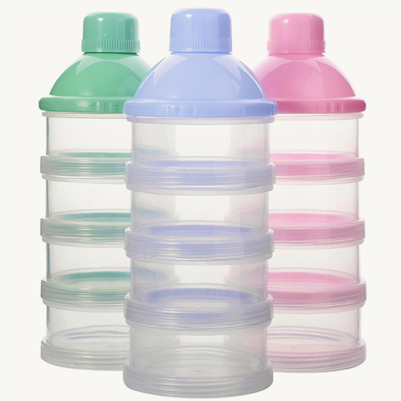 Baby Food Lactogen - 4ชั้นแบบพกพาตารางสูตรนมนมผงเด็กอุปกรณ์เสริมพลาสติกธัญพืชอาหารทารก Feeding กล่องเก็บกล่อง