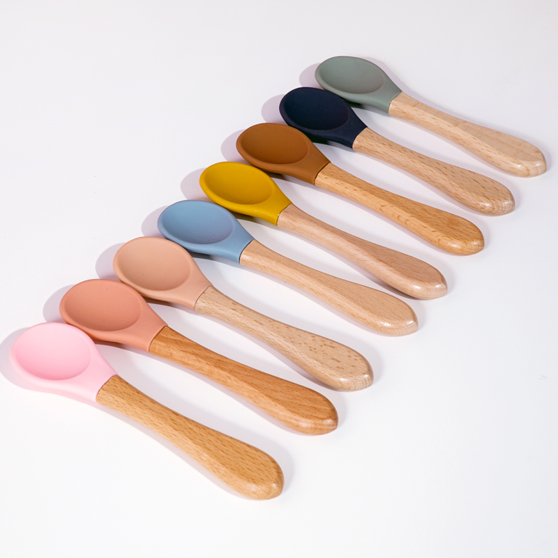 ให้อาหารไม้ Handle ช้อนซิลิโคน - Baby Food Guide บทวิจารณ์และราคา